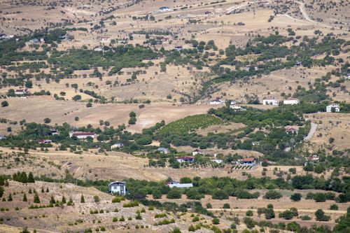Free Scenic aerial shot of Elazığ's rural landscape with fields and houses. Stock Photo