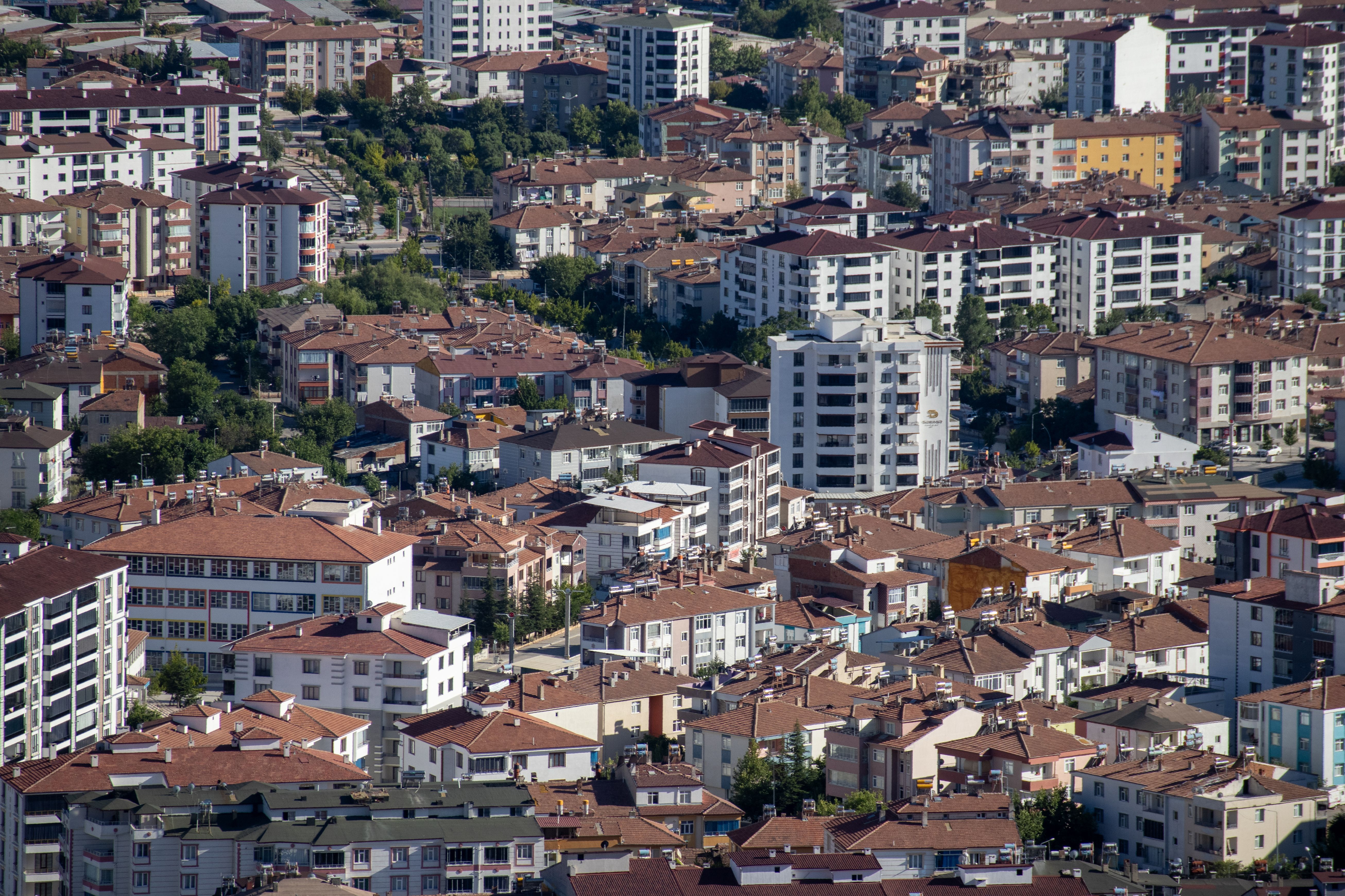 Kostenlos Luftaufnahme eines dicht besiedelten Wohngebiets in Elâzığ, Türkei. Stock-Foto