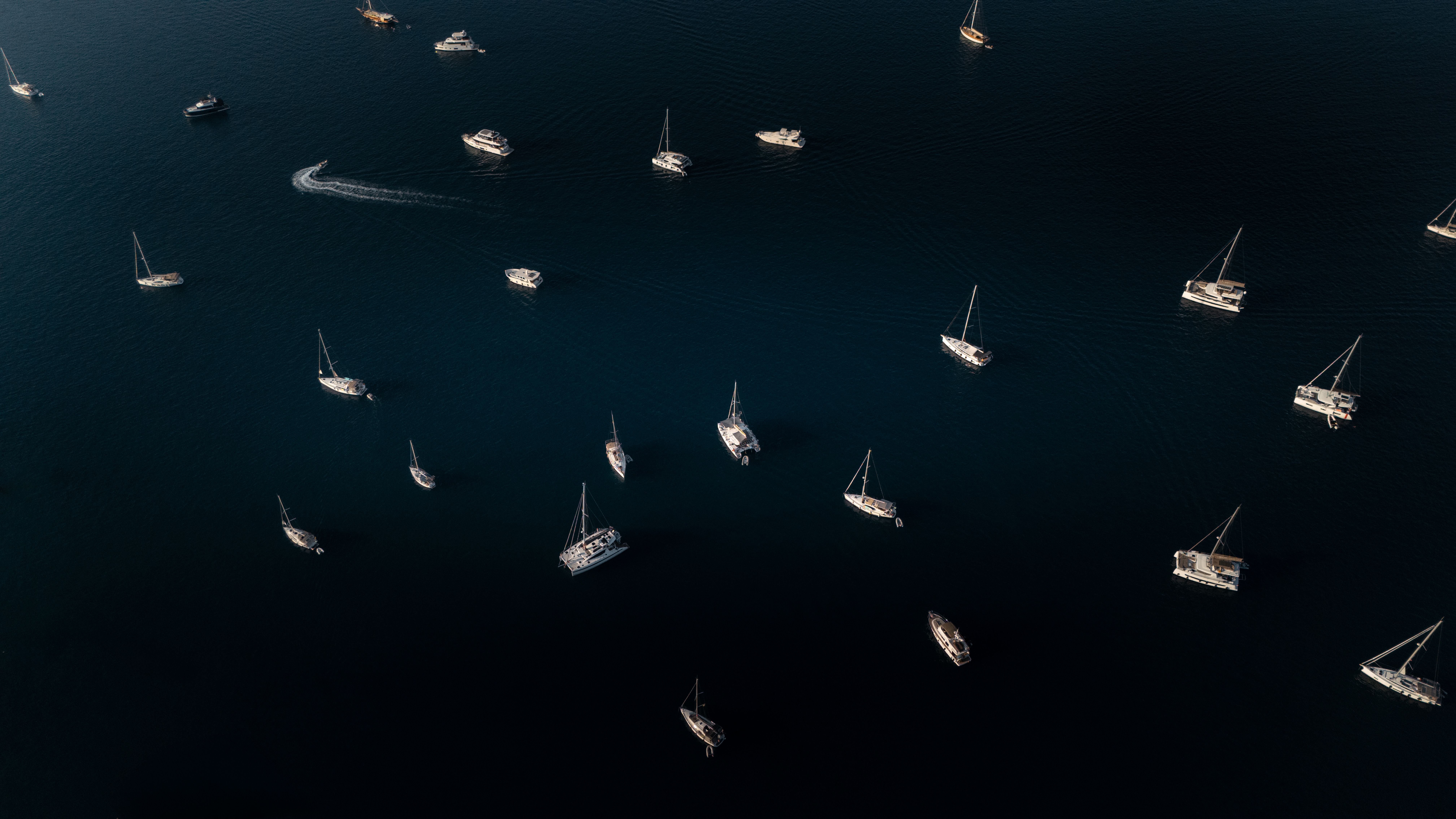 Aerial View of Boats Sailing in the Sea · Free Stock Photo