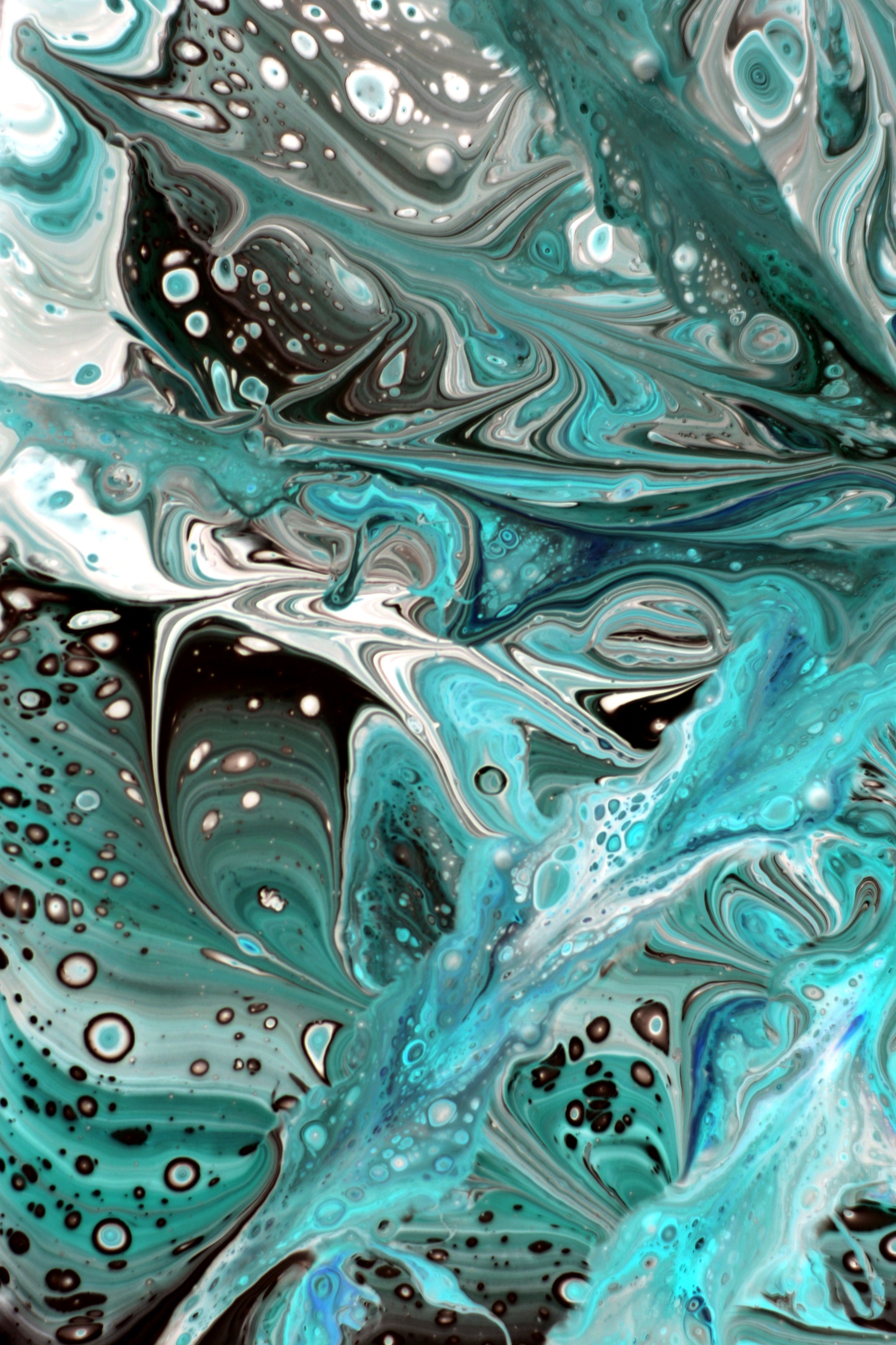 Abstract Acrylic Paint Art with Turquoise Swirls · Free Stock Photo