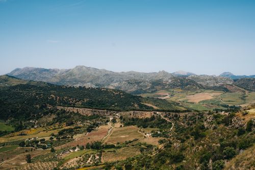 Free Breathtaking view of Ronda's rolling hills and mountains in Andalusia, Spain. Stock Photo