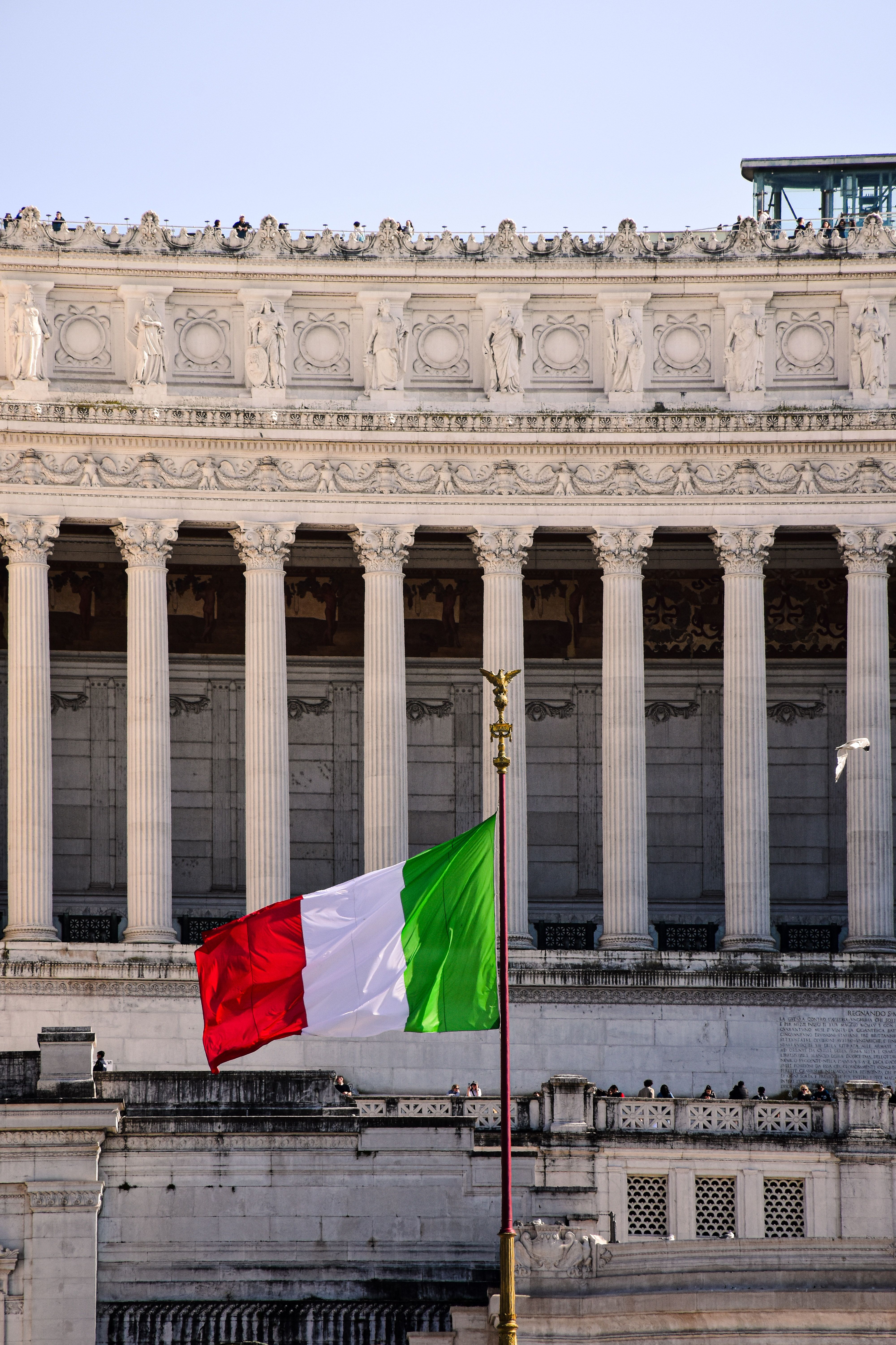 Italian Flag and Roman Architecture in Rome · Free Stock Photo
