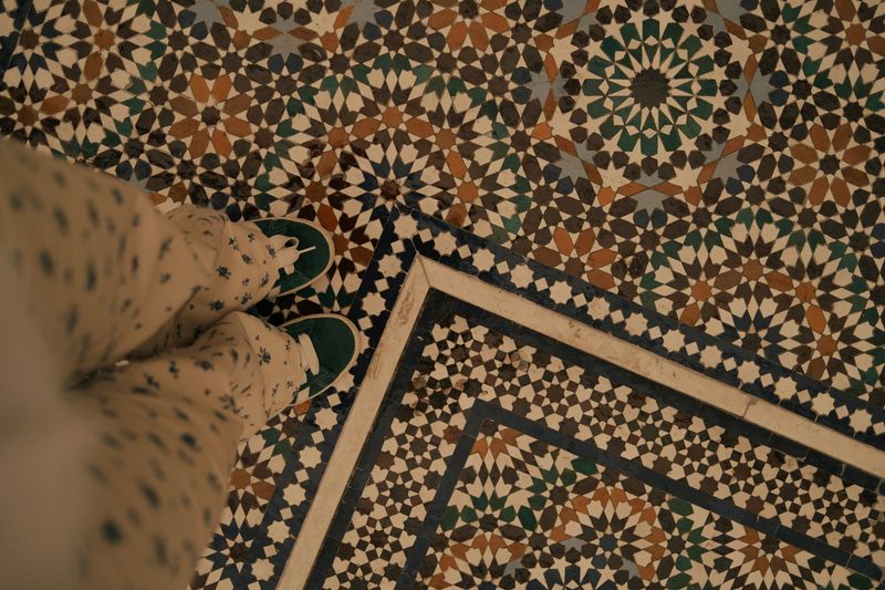 Stone-Look Tile Flooring in a Living Room
