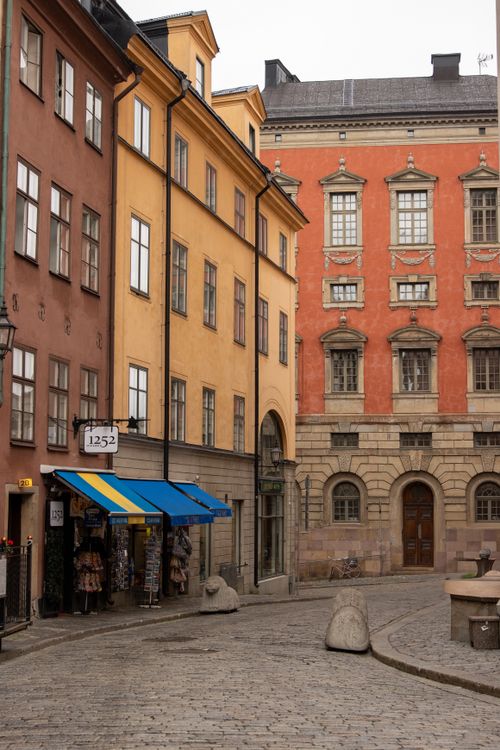 Free Explore the picturesque architecture of Gamla Stan, Stockholm's historic old town. Stock Photo
