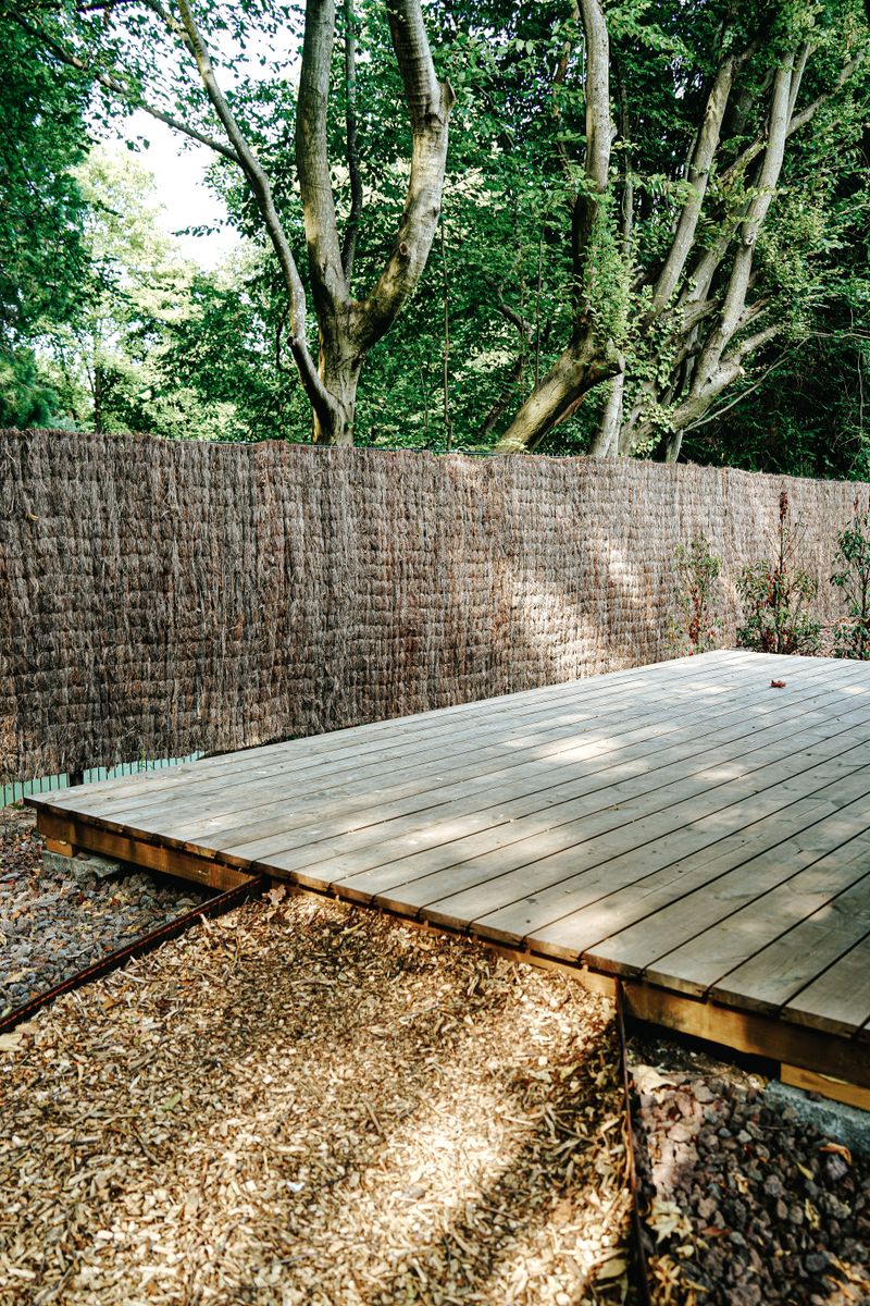 Deck with evening lighting