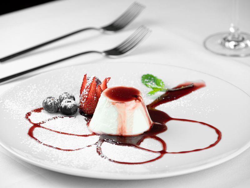 Panna cotta with mixed berries and mint