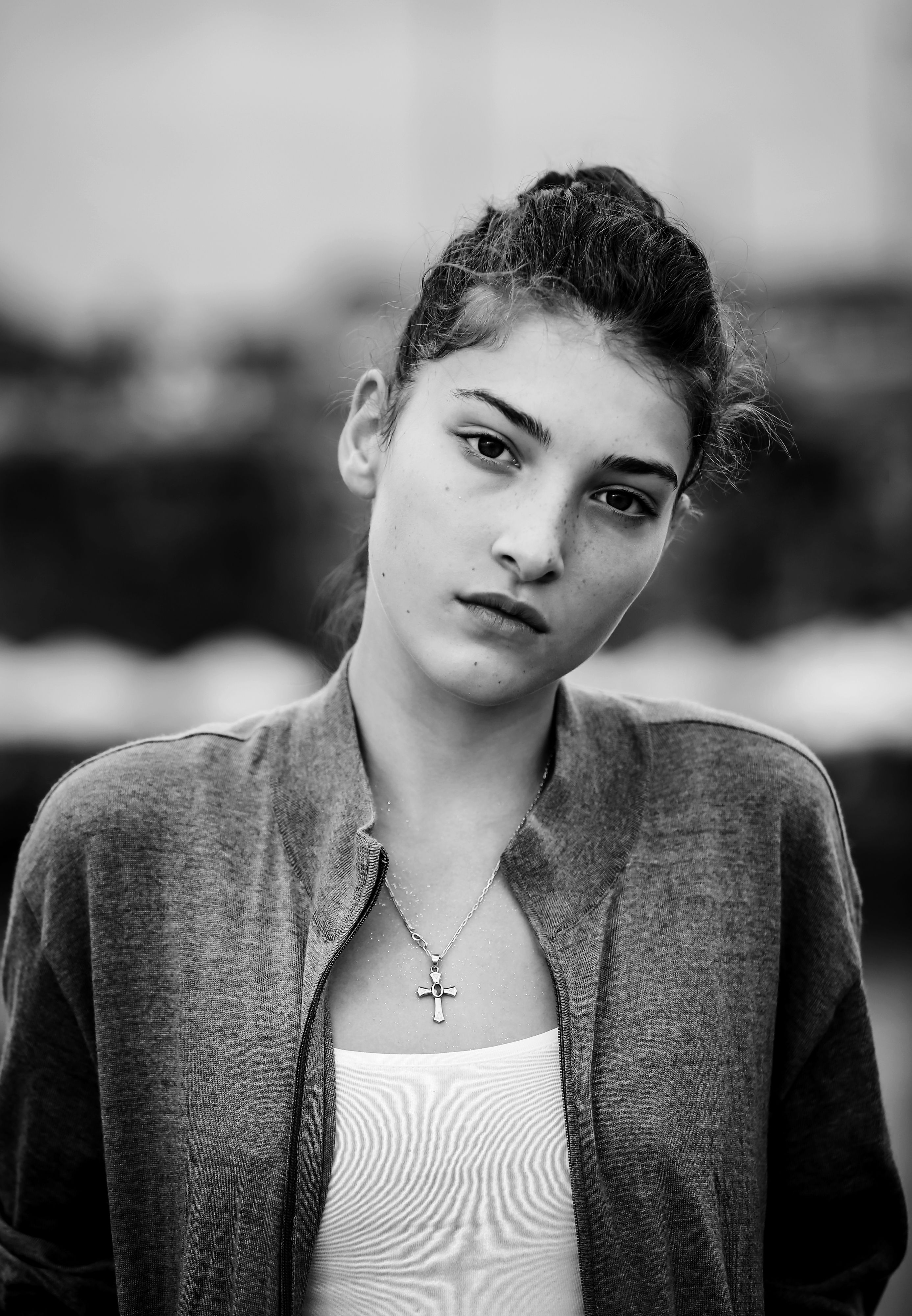 Moody Black and White Portrait of a Young Woman · Free Stock Photo