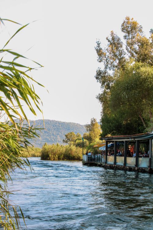 Free Experience a tranquil boat tour along the river in scenic Akyaka, Muğla, Türkiye. Stock Photo