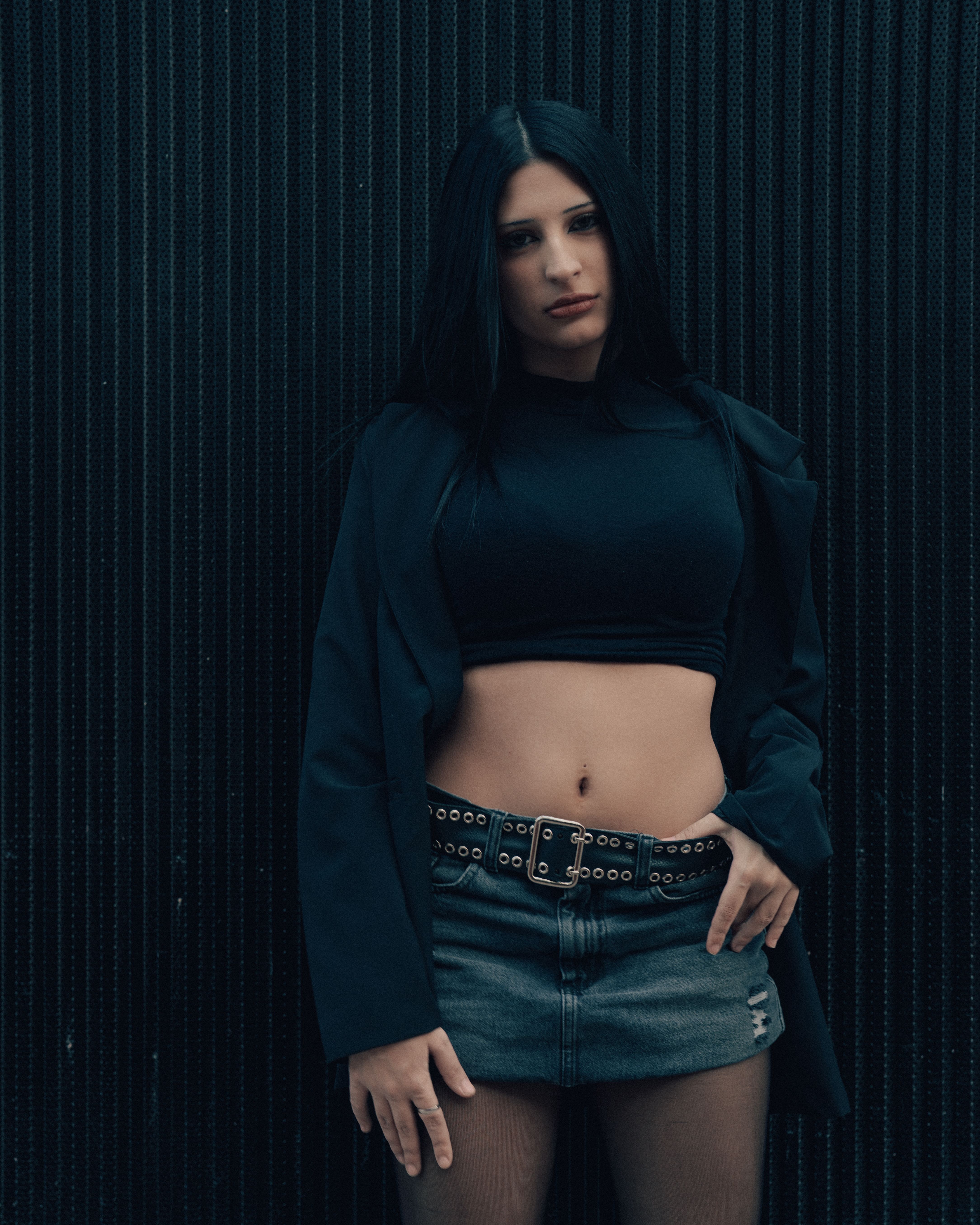 Stylish Woman in Black Crop Top Fashion Shoot · Free Stock Photo