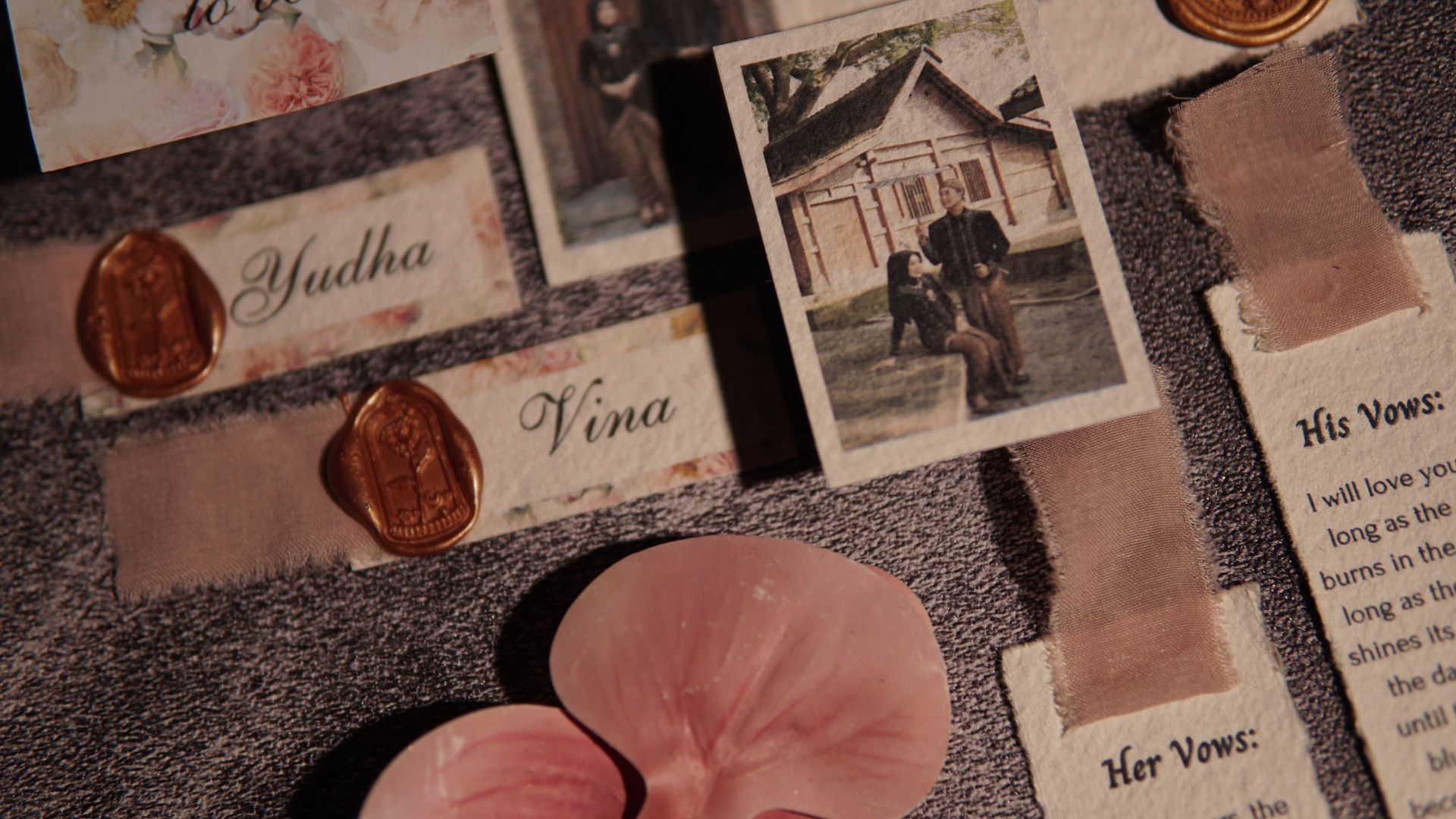 Nikkah Cards: Customise Your Special Day 5 Wedding invitations with wax seals and floral decor, capturing elegance in East Java, Indonesia — nikkah cards