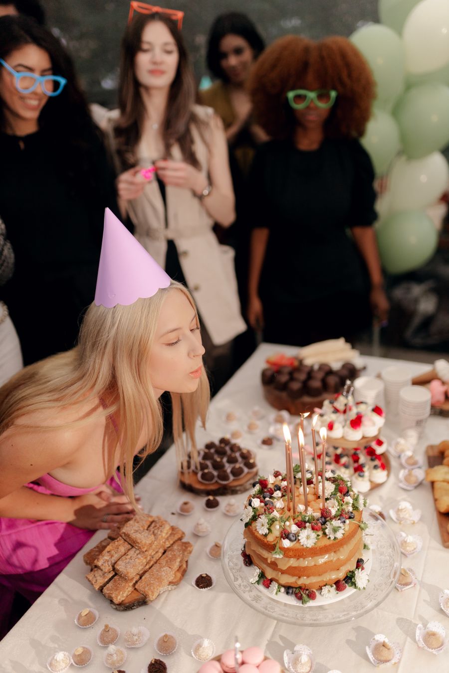 Birthday celebration with party decorations