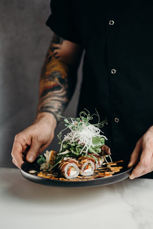 Free Plate Of Sushi Rolls Stock Photo