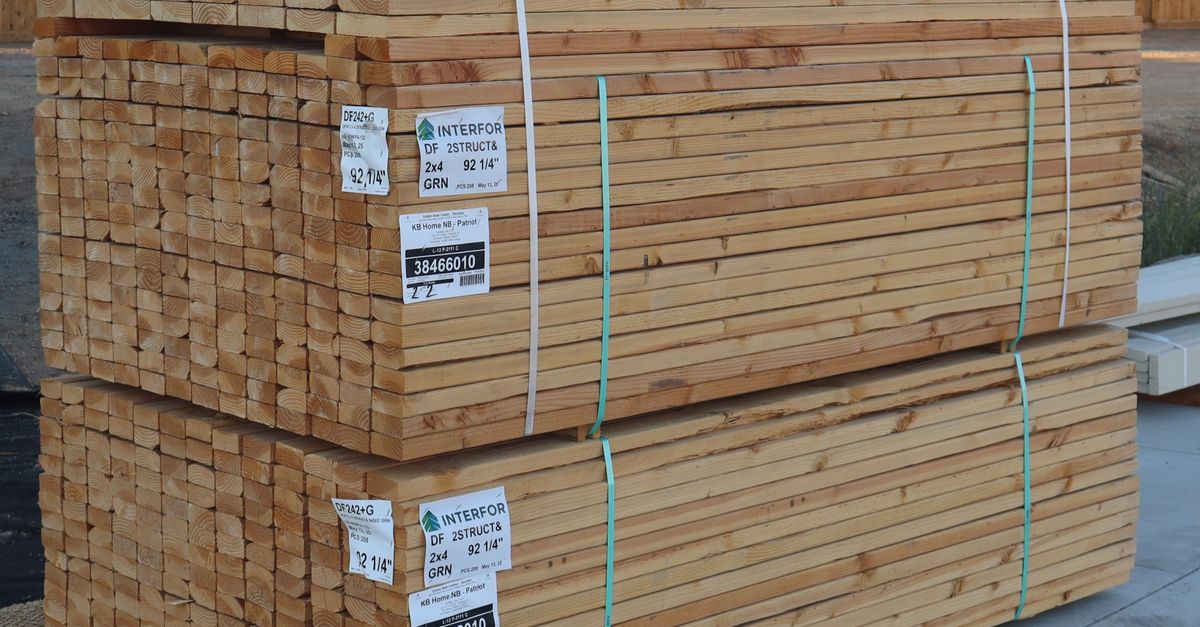 Neatly stacked lumber ready for home construction in Elk Grove, CA.