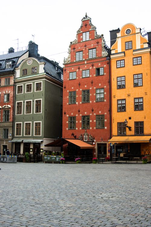 Free Colorful historic buildings in Gamla Stan, Stockholm showcasing unique Swedish architecture. Stock Photo