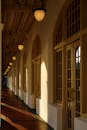 Elegant Architectural Corridor with Arched Windows