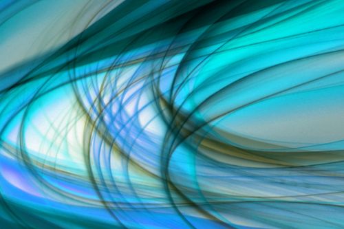 Free Abstract artwork featuring swirling waves of blue and green light patterns, creating a vibrant visual effect. Stock Photo