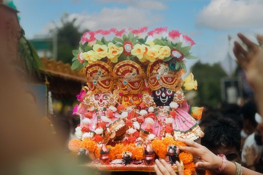 Vibrant Rathyatra procession showcasing traditional Indian culture in Ahmedabad.