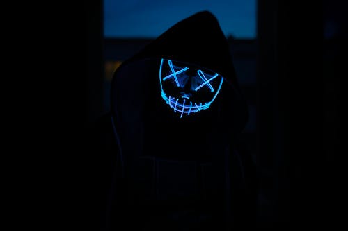 Free stock photo of black hoodie, blue, blue light