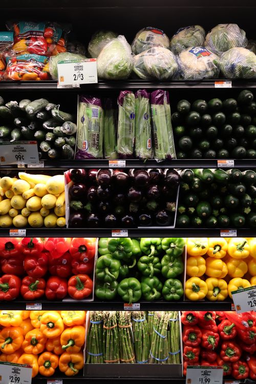 Photo Editor Monitor Variety of Fresh Vegetables on Display at Supermarket · Free Stock Photo