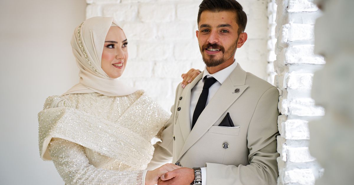 Couple celebrating their wedding day