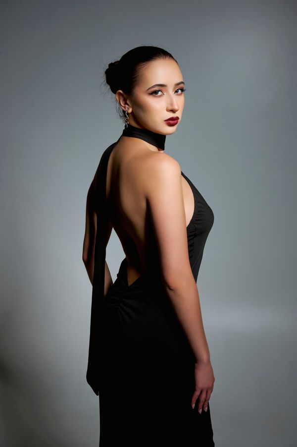 Woman in a black jumpsuit
