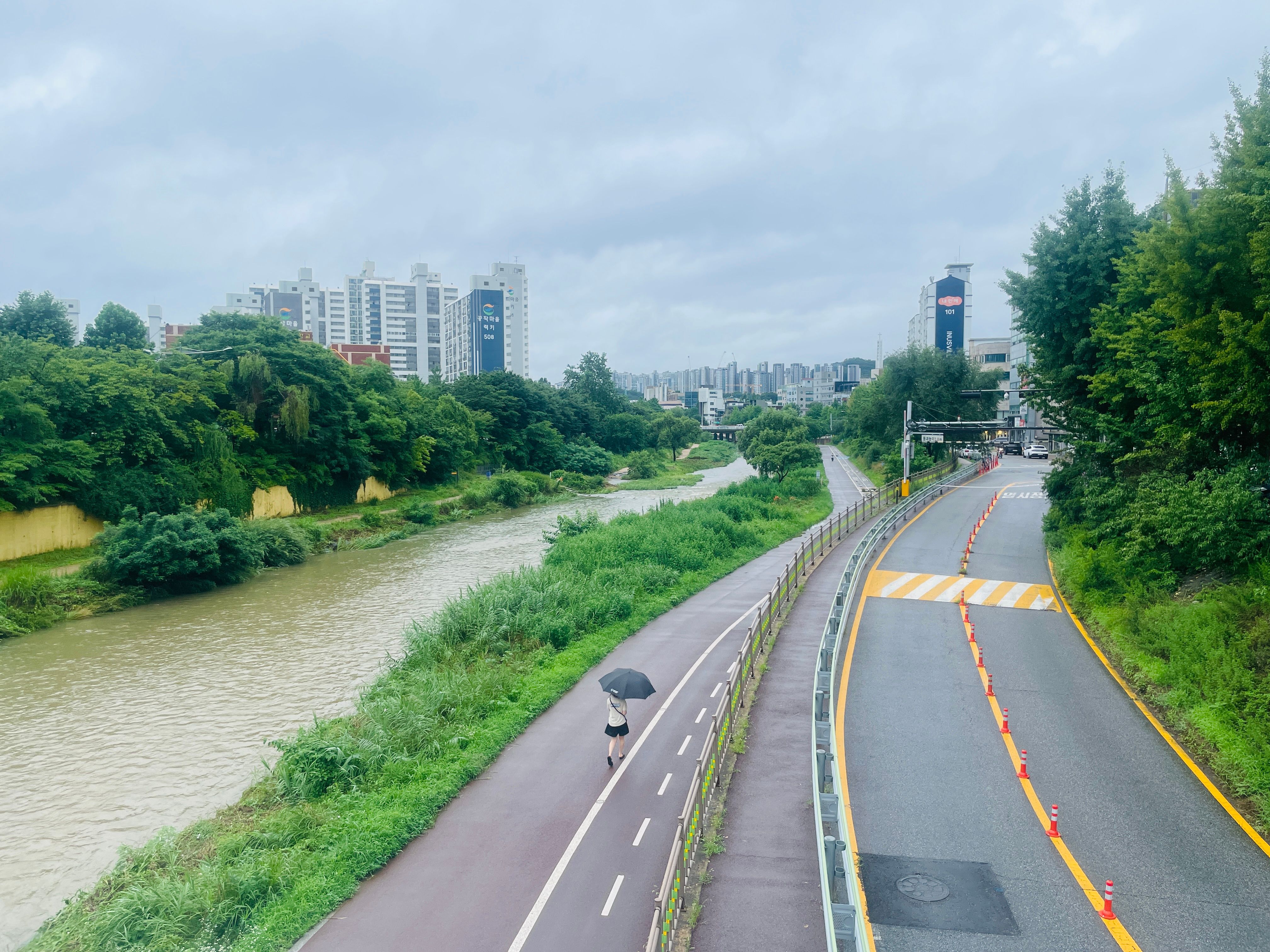 Rainy Day Riverside Path in Seoul · Free Stock Photo