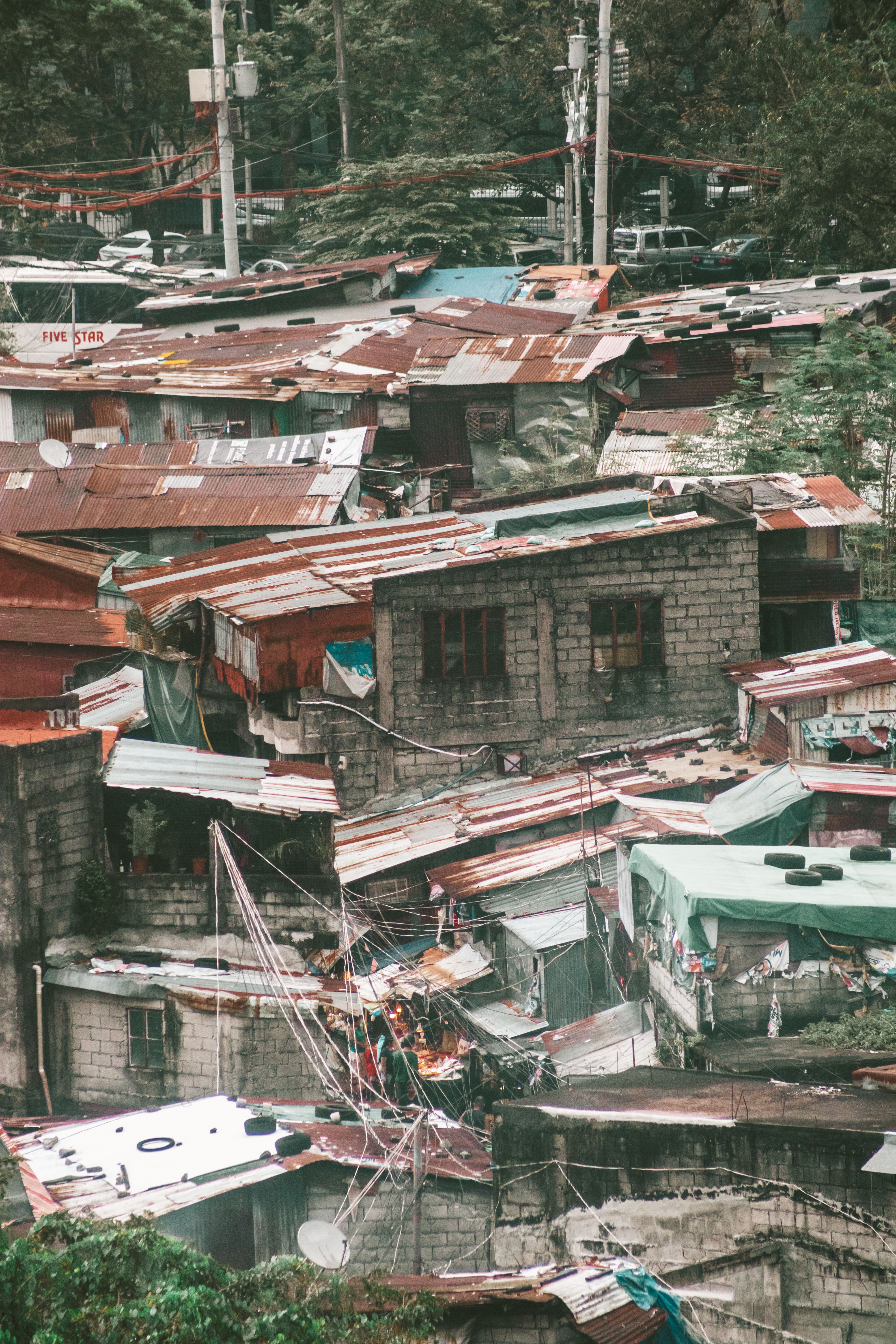 Aerial View of Urban Slum Area with Tin Roofs · Free Stock Photo