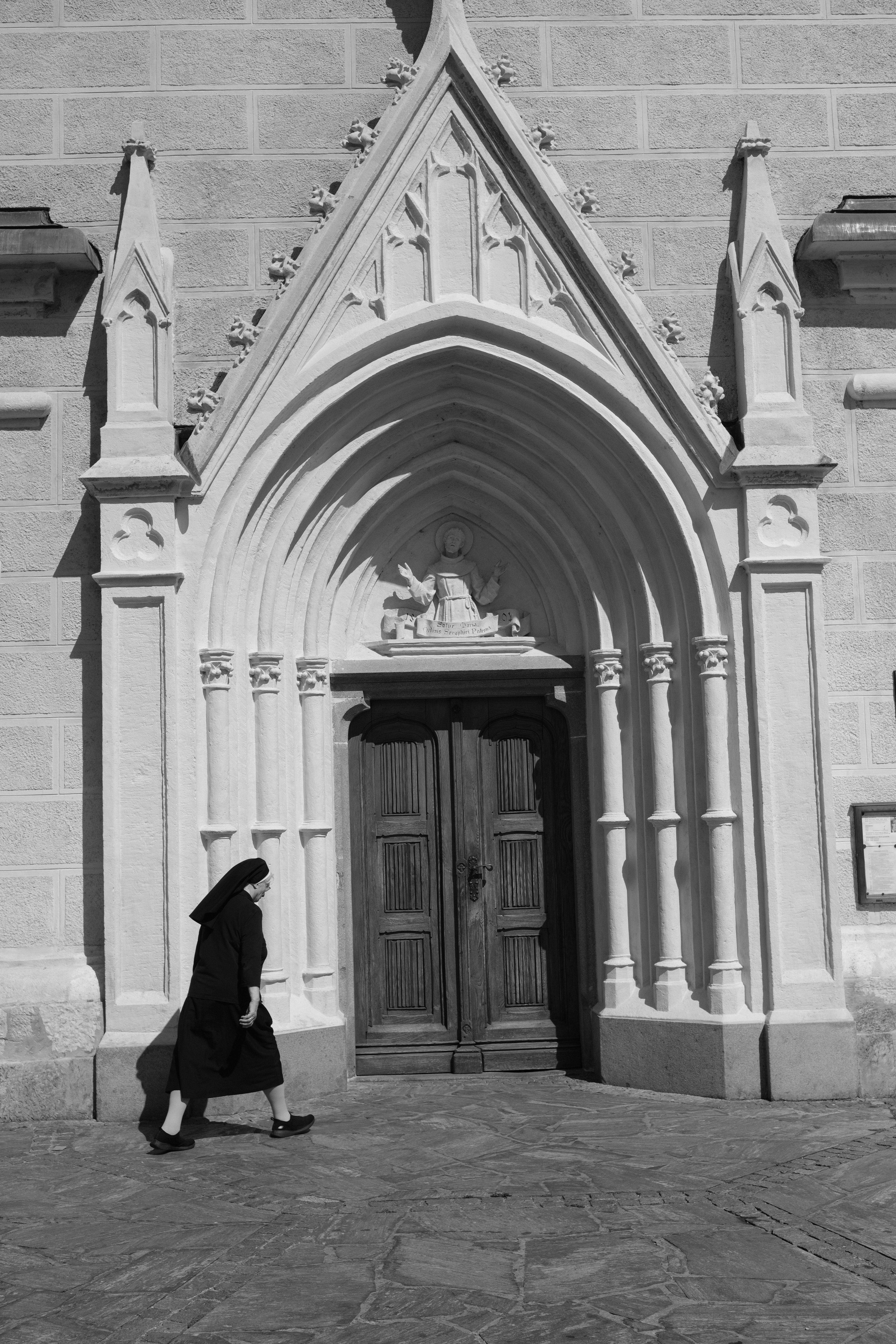 Black and White Gothic Architecture with Figure · Free Stock Photo