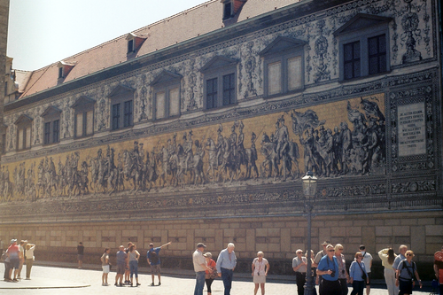 Free Fürstenzug – The Procession of Princes in Dresden, Captured on Film Stock Photo