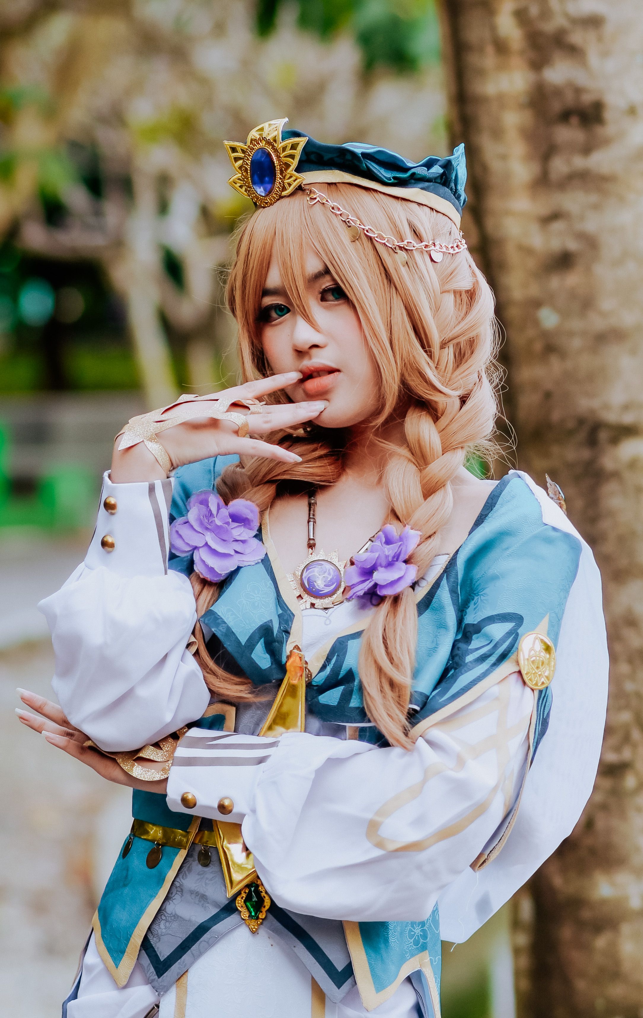 Vibrant Anime Cosplay in Bandung Park Setting