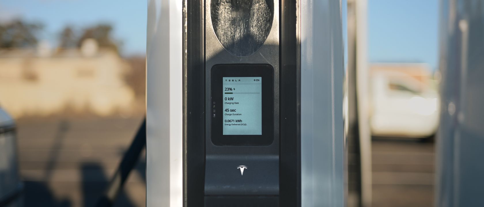 Close-up view of an electric vehicle charging station located outdoors in Yass, NSW, Australia.