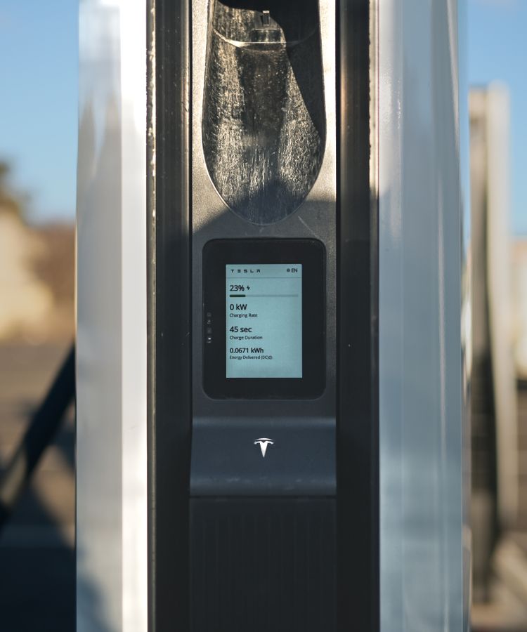 Close-up view of an electric vehicle charging station located outdoors in Yass, NSW, Australia.