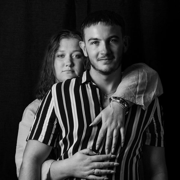 Black and white portrait of a couple embracing — photo by David Margoux on Pexels