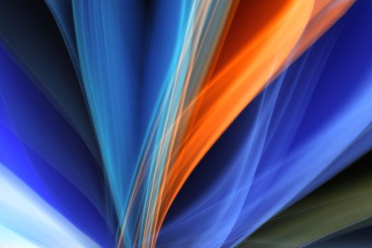 Dynamic abstract light streaks in vibrant blue and orange hues, creating a mesmerizing visual flow.