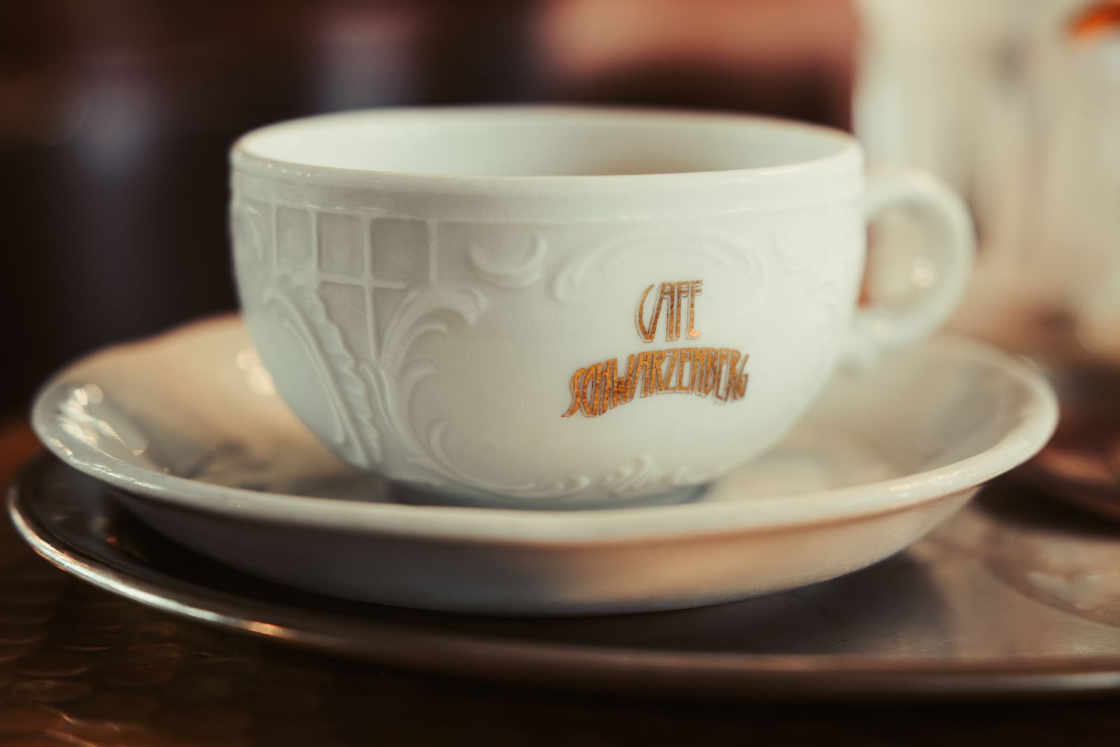 Classic Viennese coffee cup in the historic Café Schwarzenberg