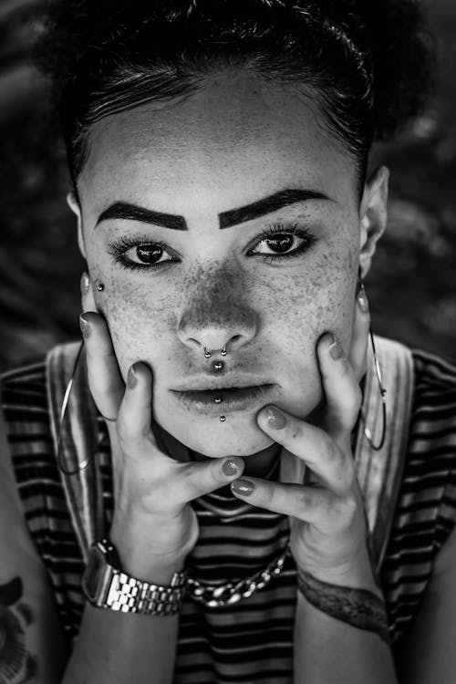 Free Woman Holding Her Face Stock Photo