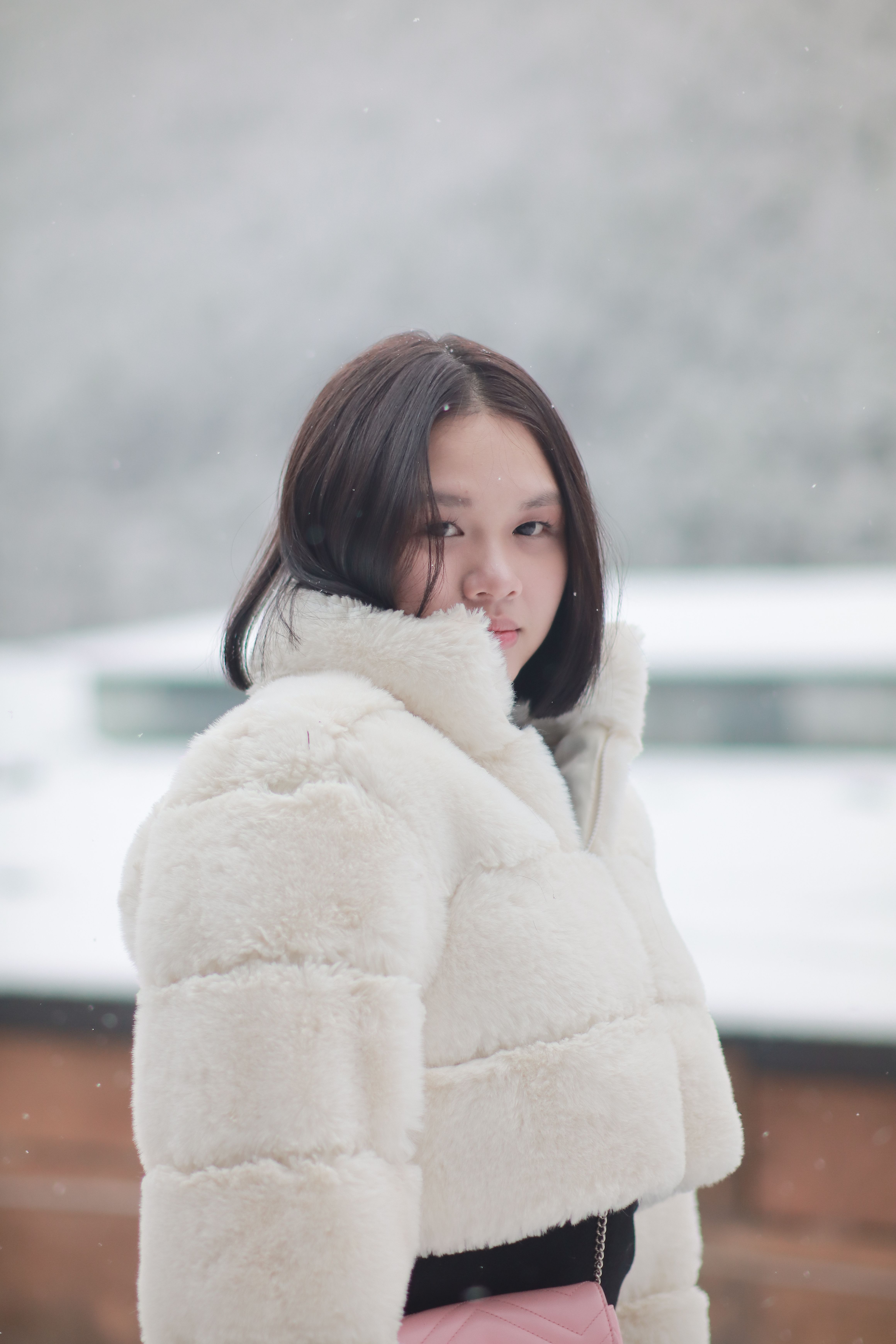 Young Woman in Winter Fur Coat Outdoors · Free Stock Photo