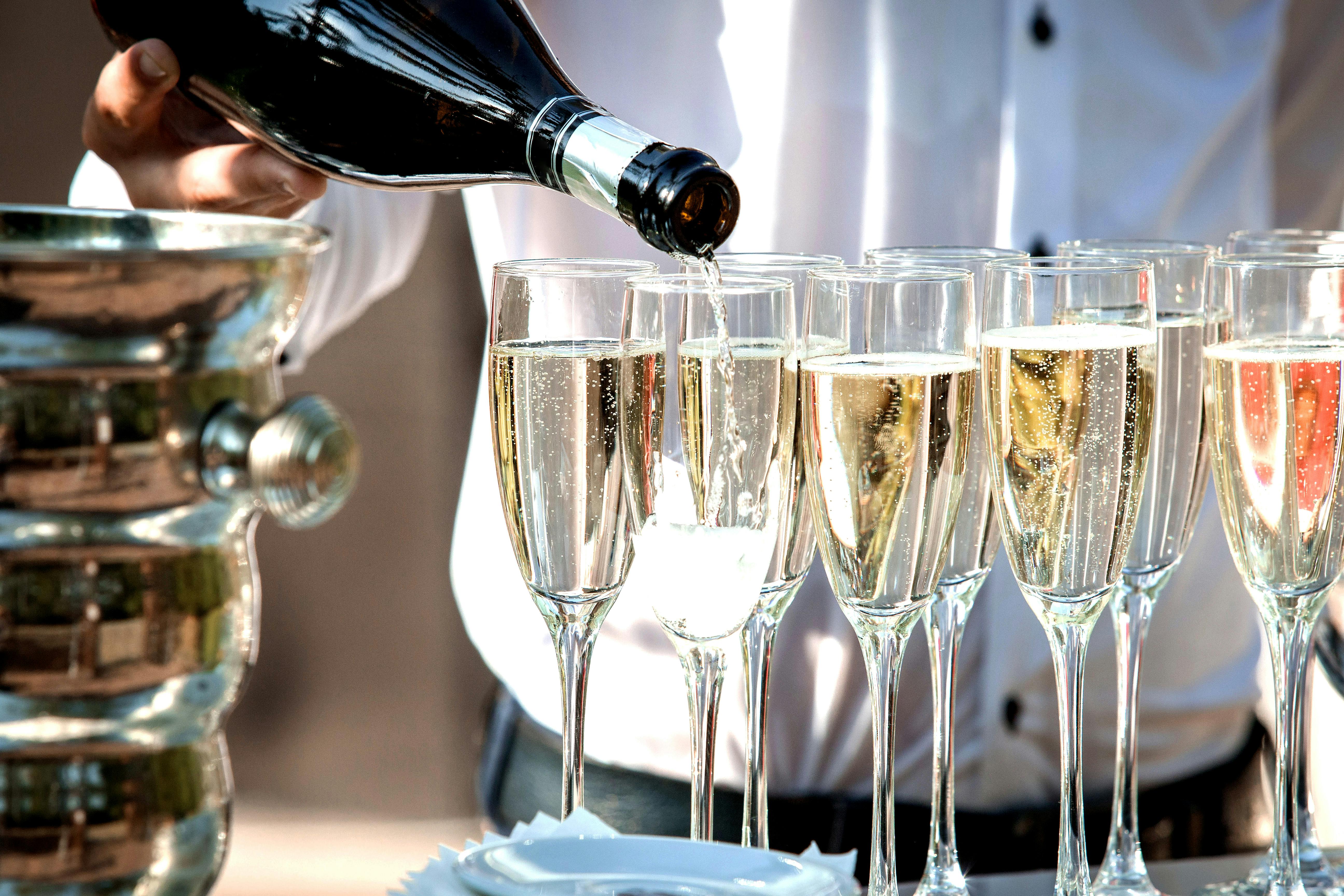 Elegant champagne service at a luxury celebration