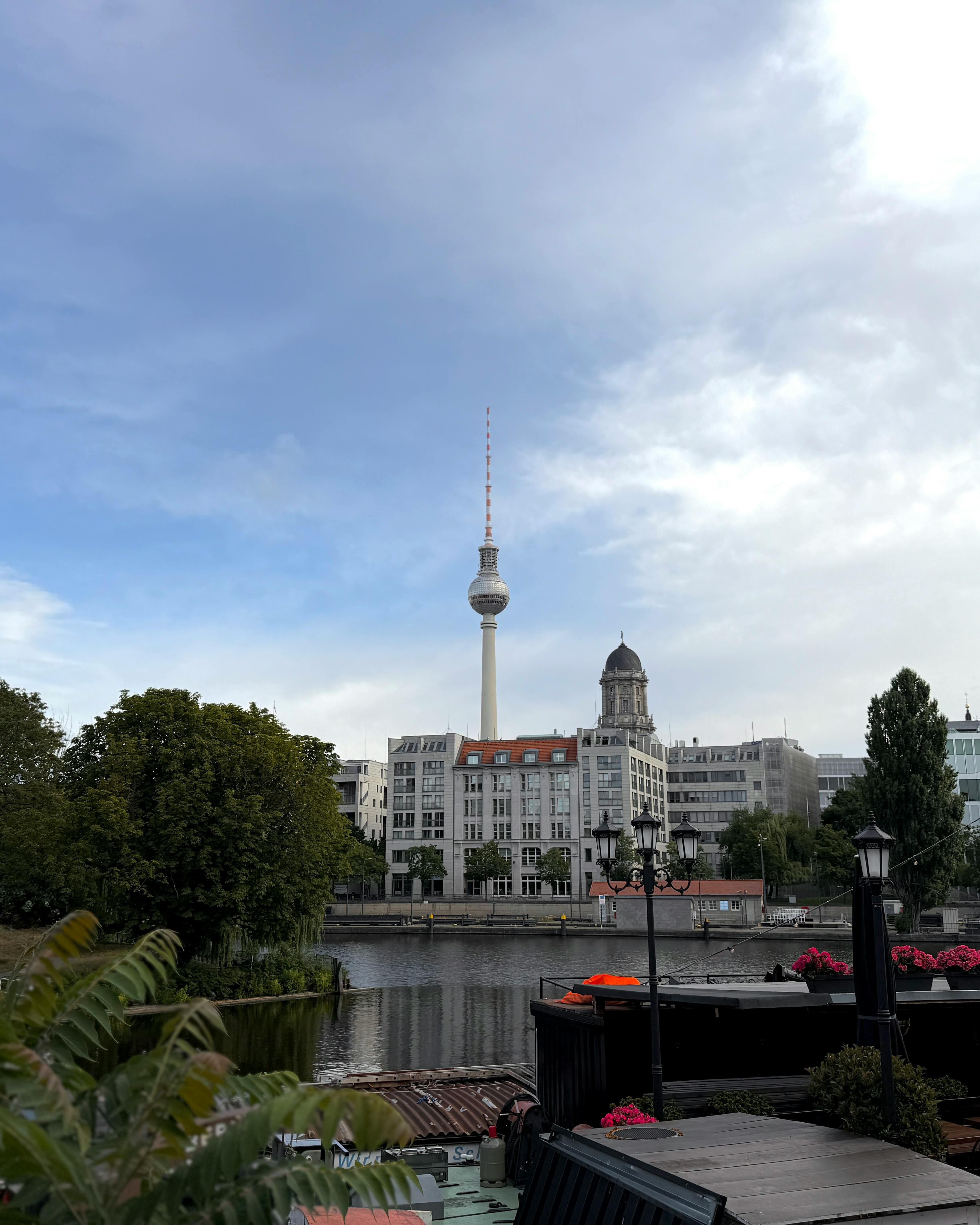Scenic View of Berlin TV Tower by Spree River · Free Stock Photo