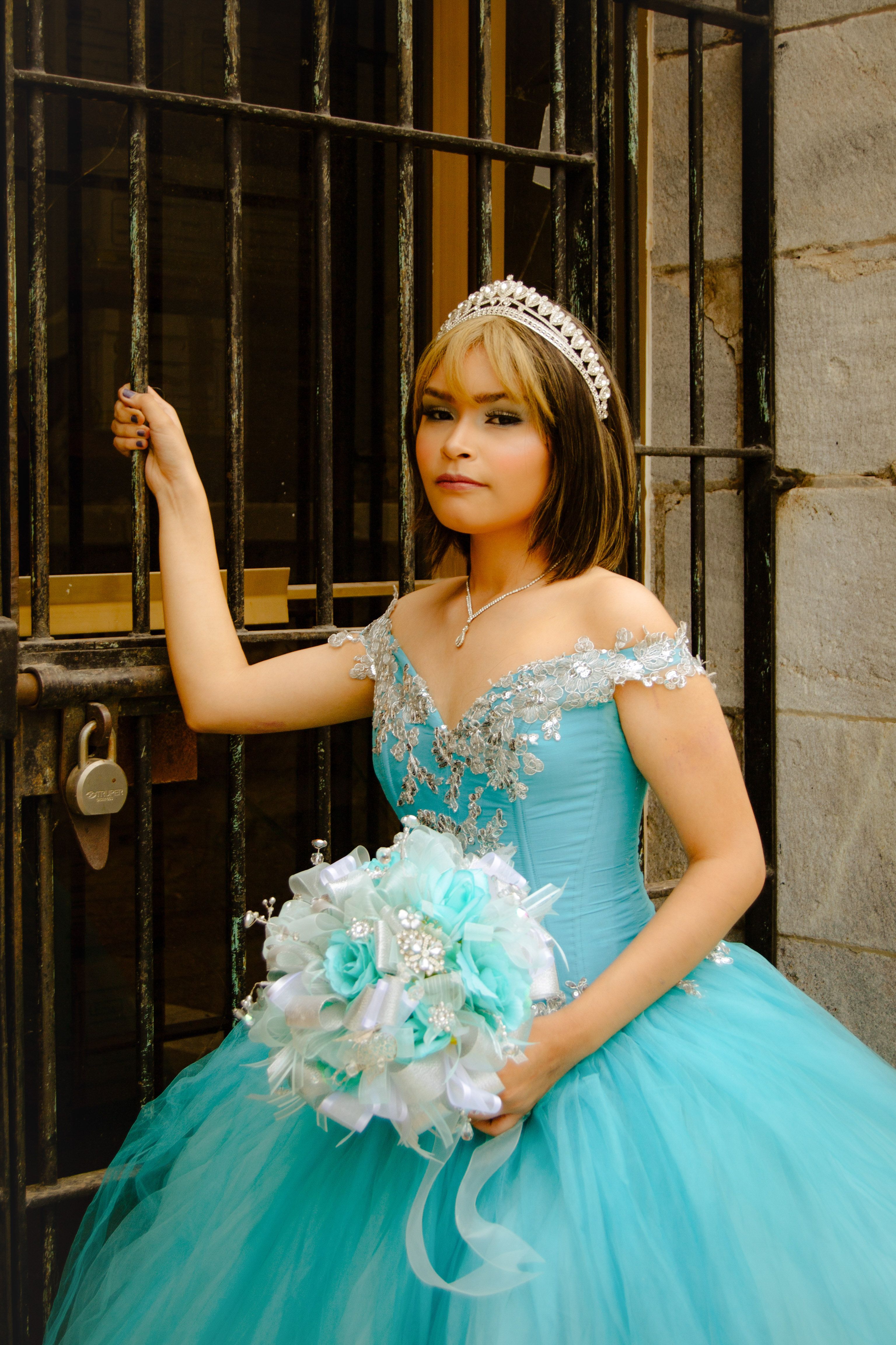 blue dress for baby girl Cyan Embroidery Sequin Illusion Neck 3D Petals Prom Dress main image 0