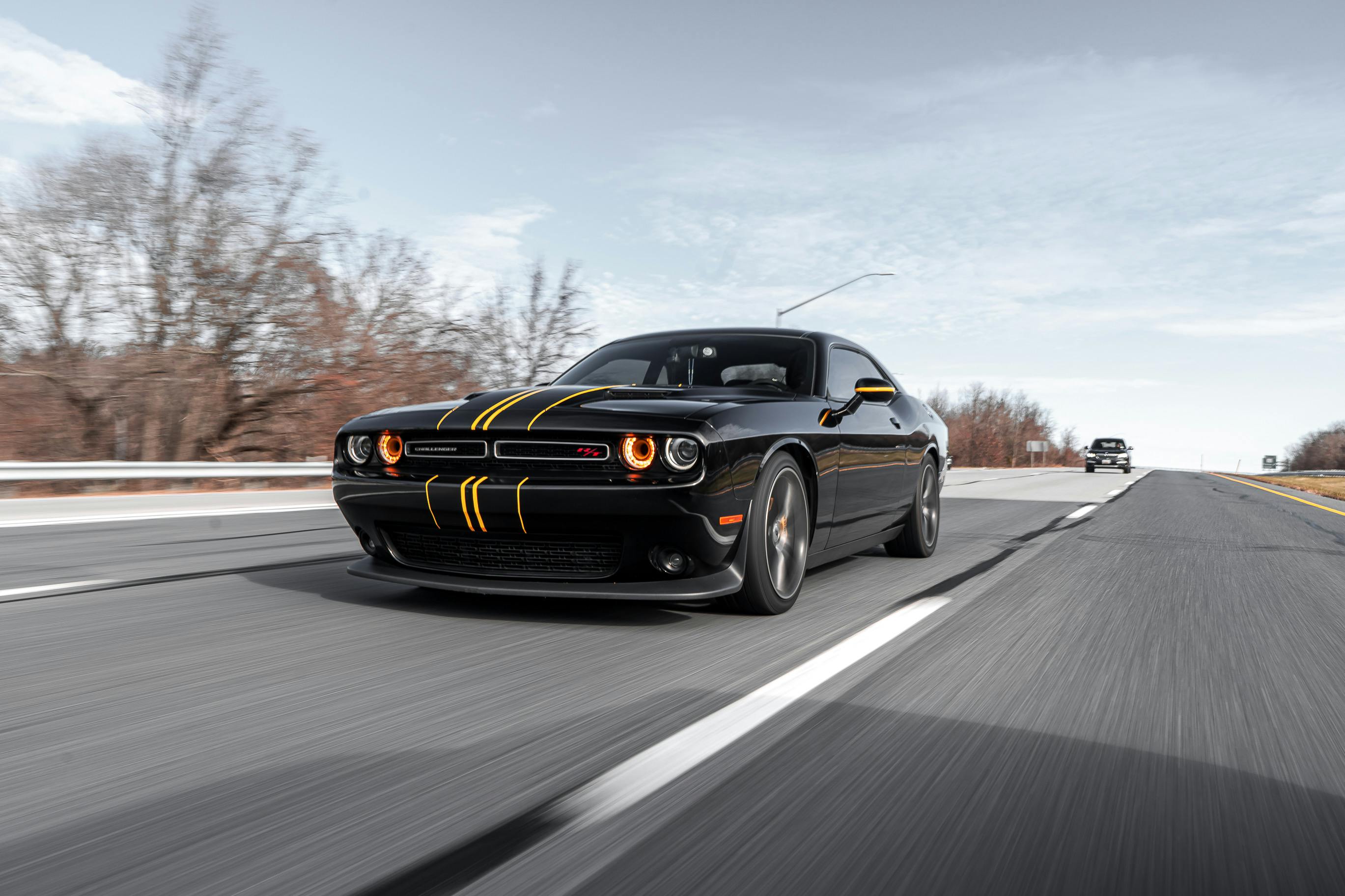 Wallpaper night, bridge, the city, black, Dodge, Challenger, muscle car,  black for mobile and desktop, section dodge, resolution 2048x1365 - download