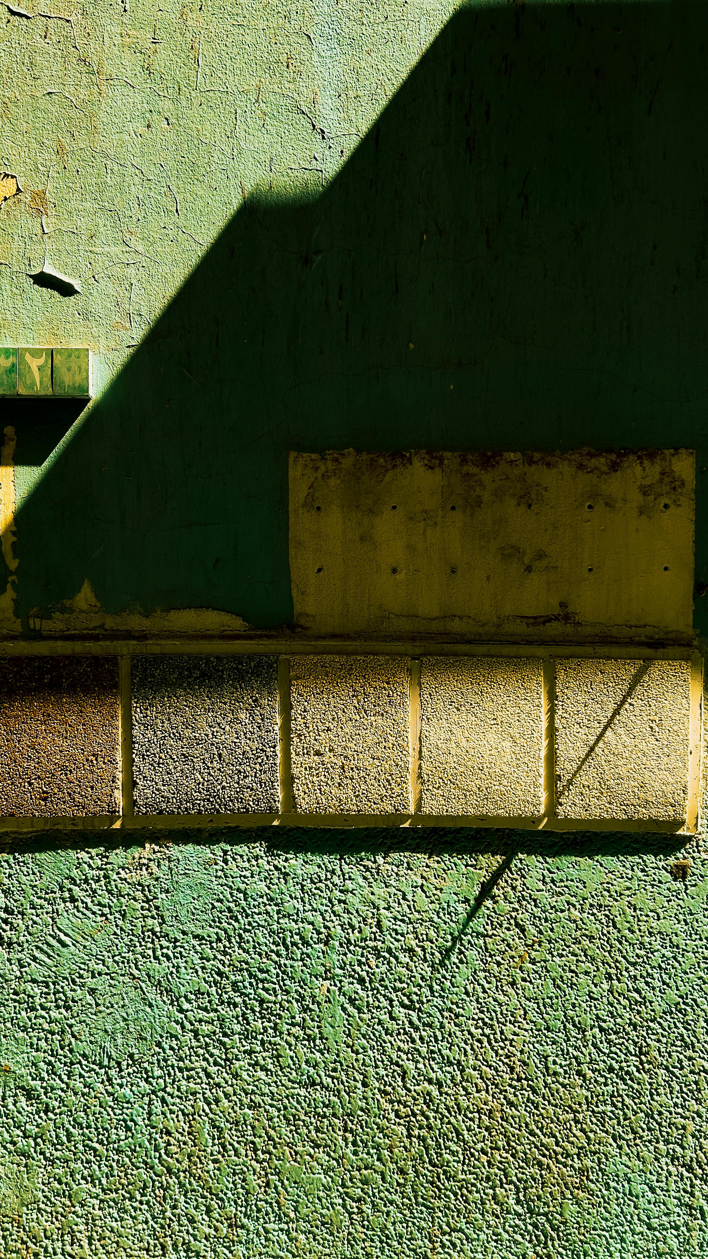 bezplatná Texturovaná zelená stěna s ostrými geometrickými stíny vytvářející abstraktní kompozici. Základová fotografie