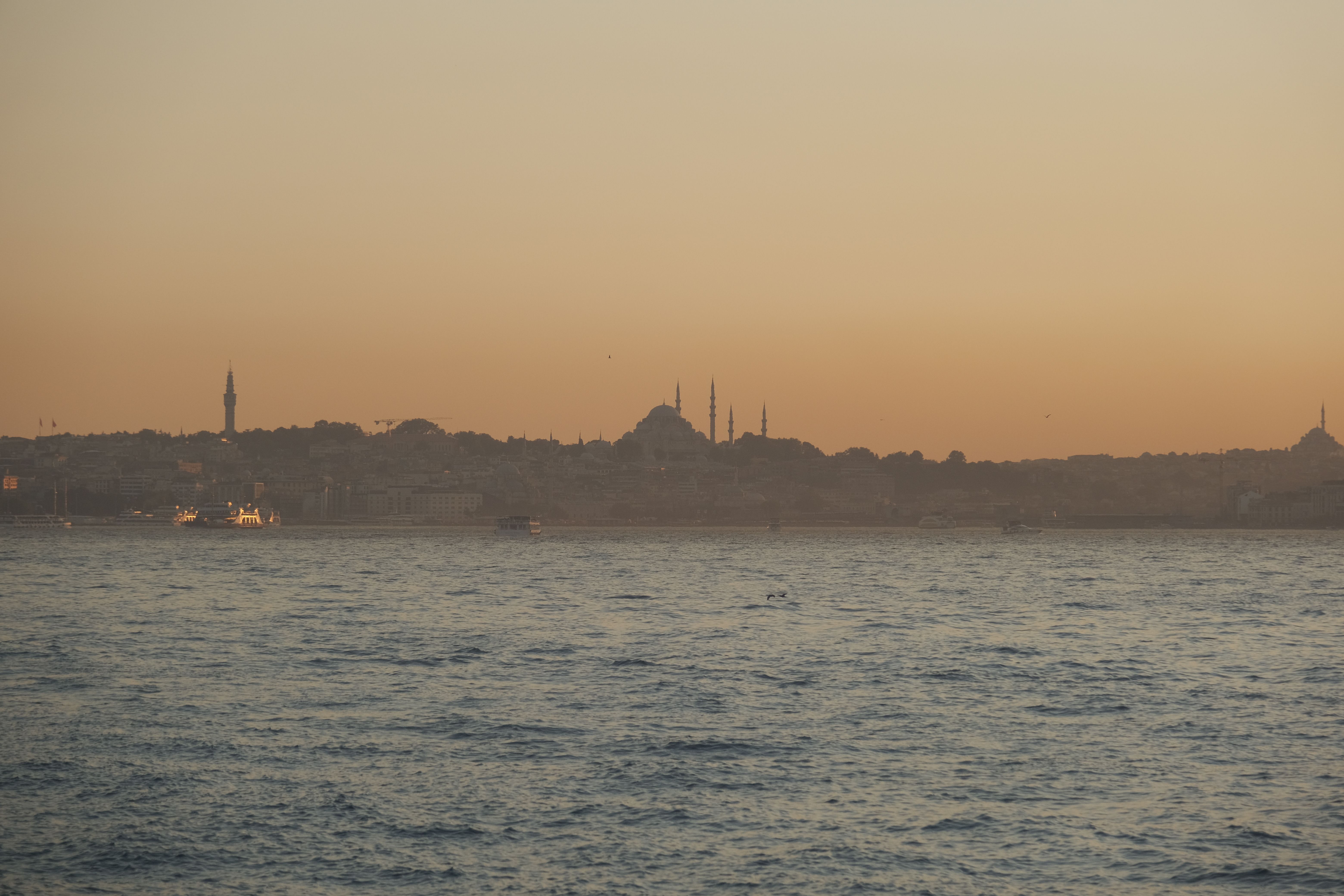 Istanbul Skyline at Sunset Over Bosphorus · Free Stock Photo