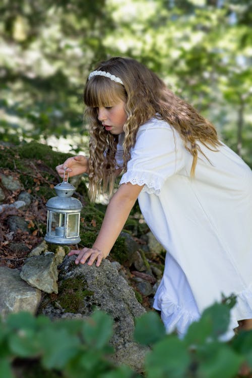 Free Girl Holding Lantern Stock Photo