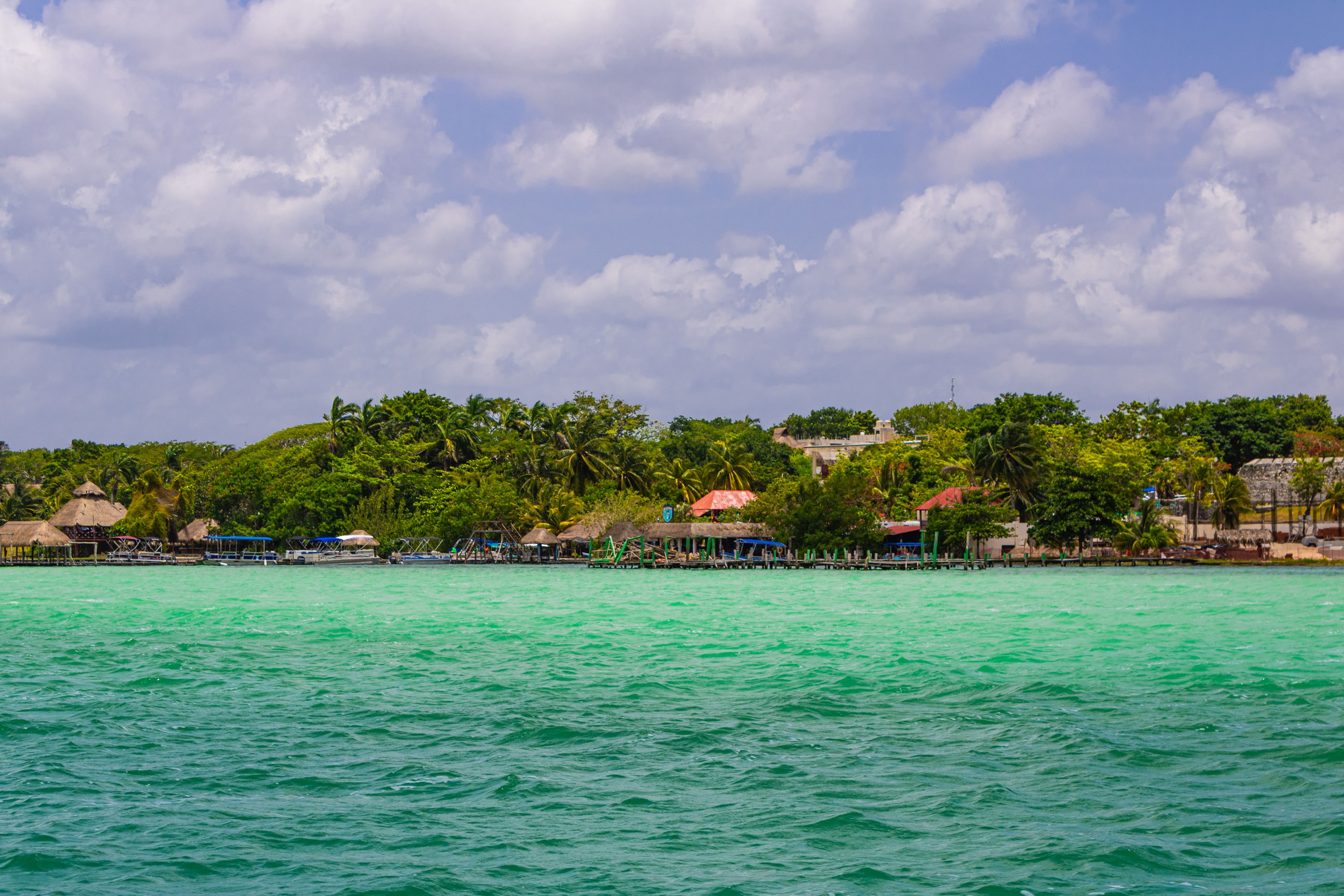 Eaux turquoise et végétation luxuriante au bord de la lagune de Bacalar