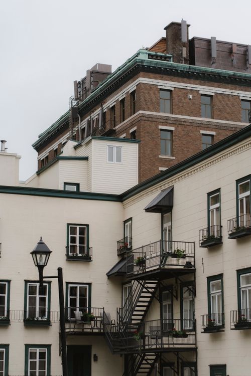 Free Charming historic buildings in Old Quebec with classic architecture and urban setting. Stock Photo