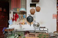 Rustic Outdoor Kitchen with Traditional Utensils