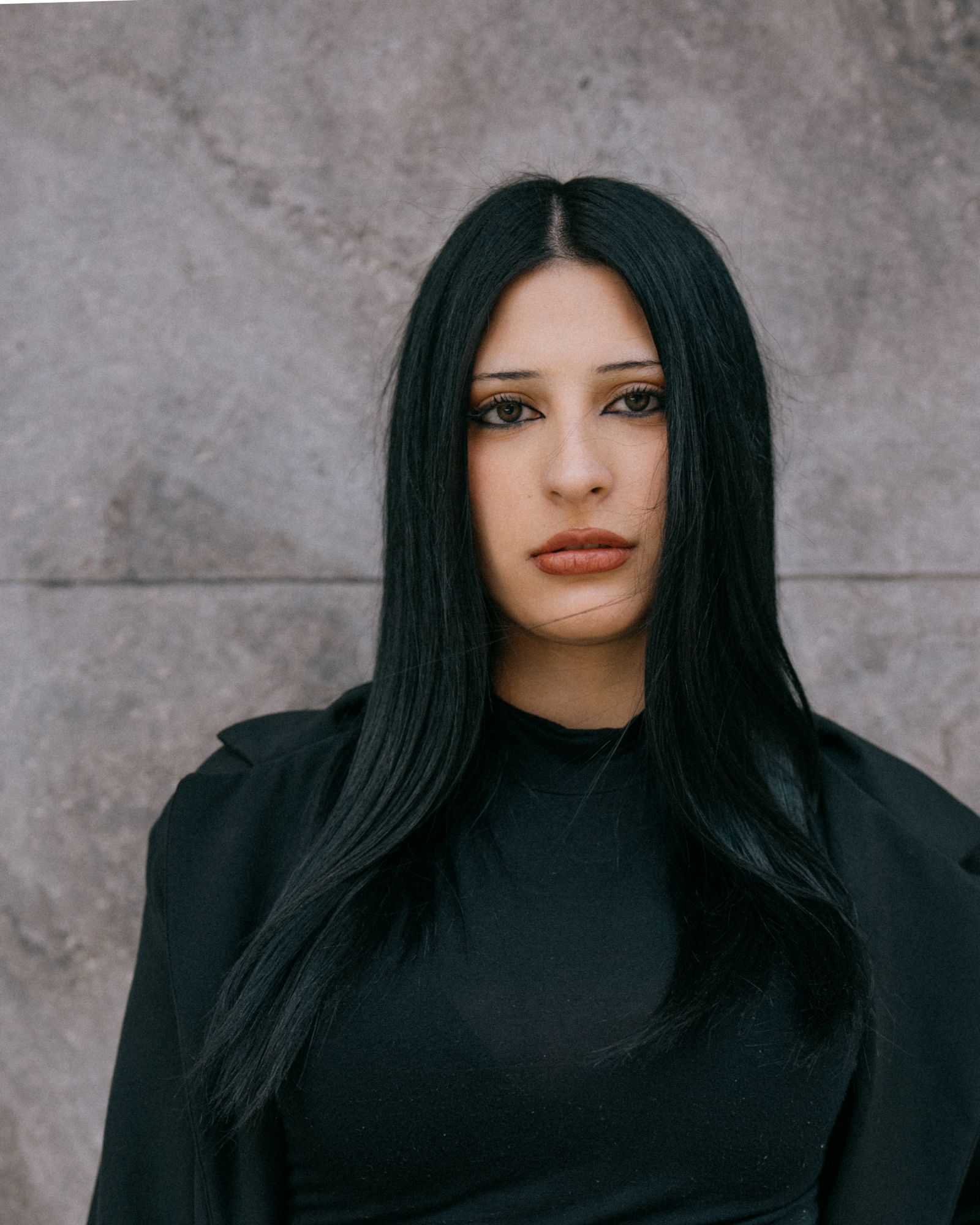 Long straight black hair