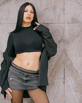 Stylish fashion portrait of a woman in Buenos Aires wearing a trendy outfit against an urban backdrop.