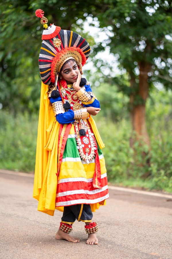 Young Girl in Traditional Indian Costume Outdoors · Free Stock Photo